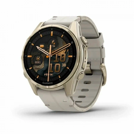 умные часы watch garmin fenix 8 43 amoled sapphire soft gold with fog gray silicone 010-02903-11