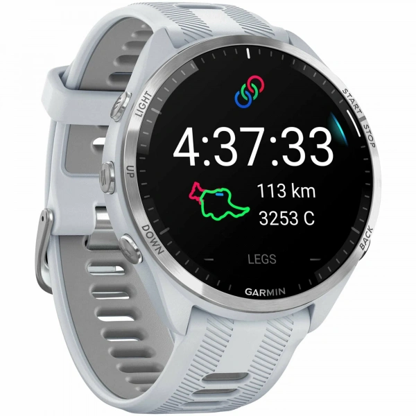 умные часы watch garmin forerunner 965 whitestone/powder grey silicone band 010-02809-11