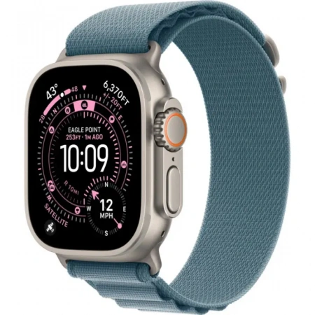 умные часы apple watch ultra 3 49 natural titanium case with m light blue alpine loop