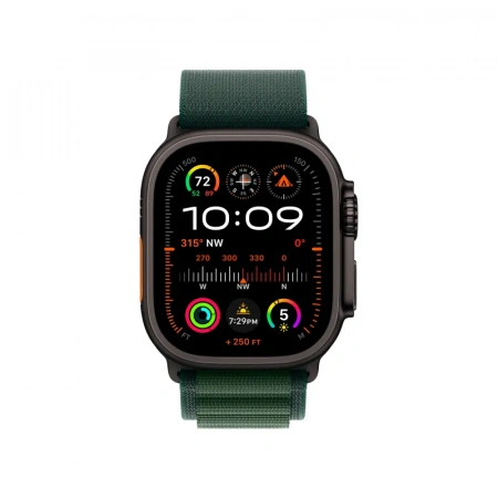 умные часы apple watch ultra 2 (2024) 49 black titanium case with m dark green alpine loop