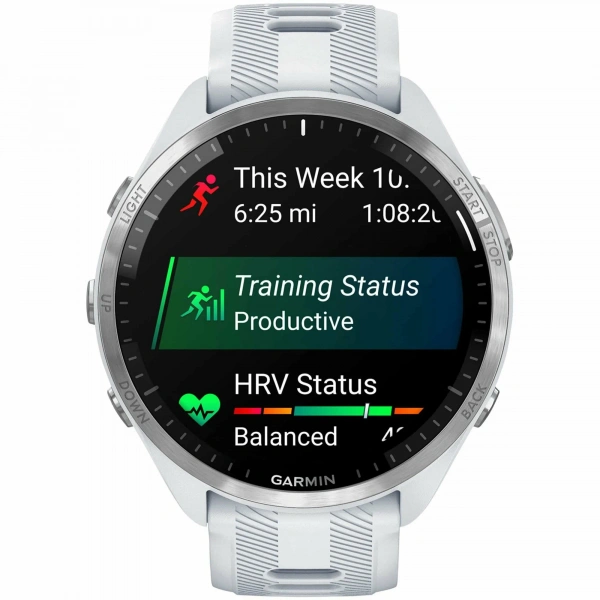 умные часы watch garmin forerunner 965 whitestone/powder grey silicone band 010-02809-11