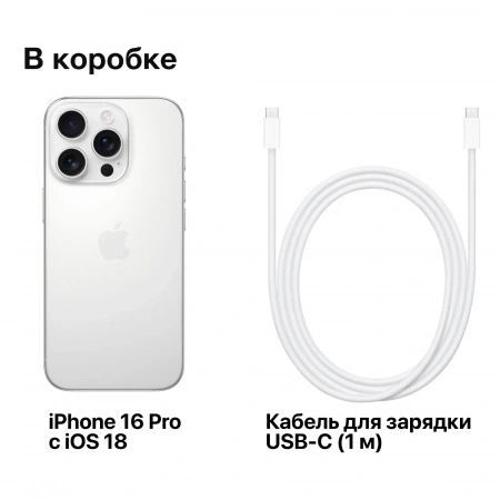 смартфон apple iphone 16 pro max 256 гб, white titanium (nano-sim + esim)