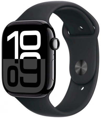 умные часы apple watch s10 42 mm jet black aluminum case sport band s/m