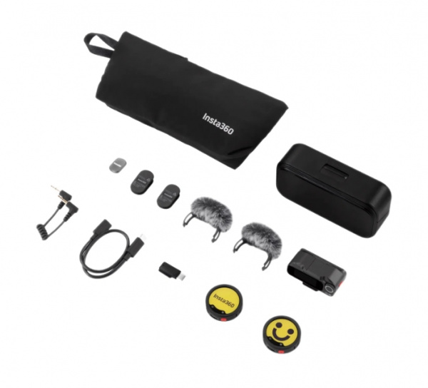 беспроводной микрофон insta360 mic pro (2 tx + 1 rx + charging case)