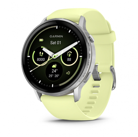 умные часы watch garmin venu 4 45 mm silver with citron silicone 010-03014-02
